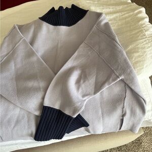 Maeve Navy and Gray Turtleneck Sweater